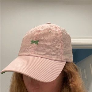 Pink and white striped hat